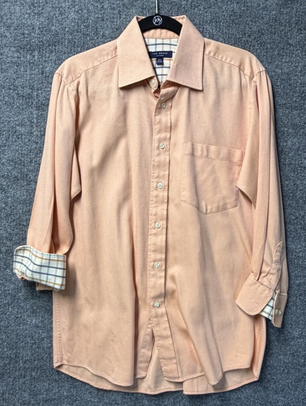 Ted Baker Mens 15.5 34/35 Peach Cotton Dress Shirt Contrast Cuffs Canada 🍑